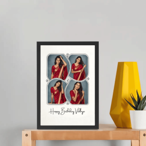 minimal aesthetic 4 photo collage frame – custom message gift for birthdays, anniversaries & special moments