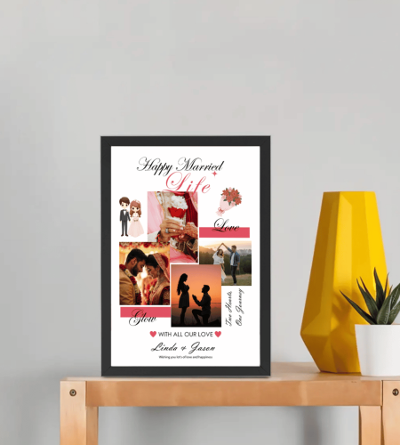 romantic wedding wishes frame – cute & personalized marriage